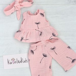 Костюм из муслина "Одуванчики на коралловом" для Бетти, 30 см