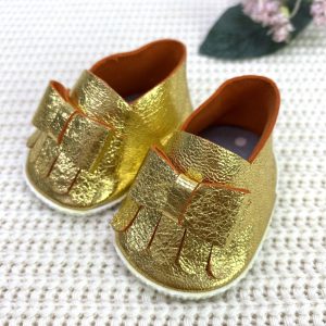 Кожаные мокасины для Бетти, яркое золото